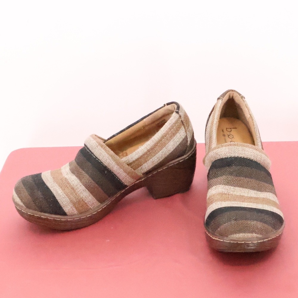 BOC Born Concepts Nadiyya Striped Mule Clogs Size 6M Wedge Heel Y2K Boho Granola